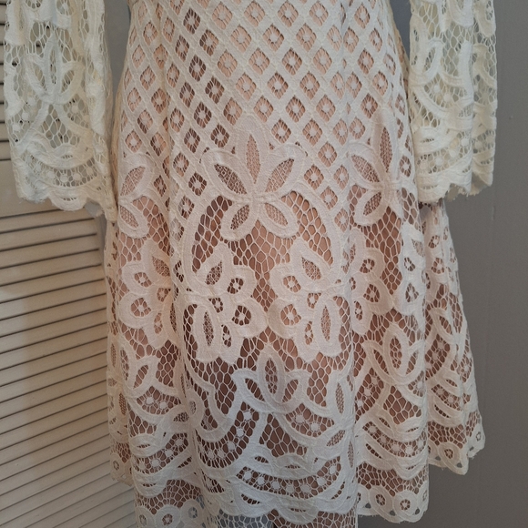 Eliza J Fit And Flare Pleated Lace Dress Sz 4 *J - Picture 8 of 10